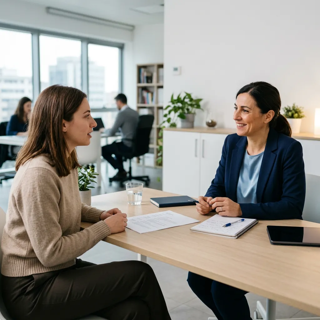 Consulente accoglie un giovane per servizi per il lavoro